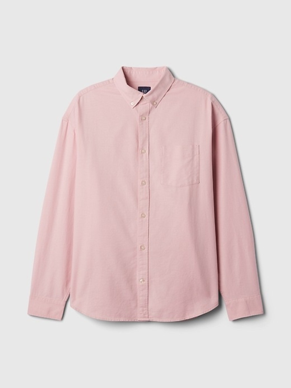 GAP Classic Oxford Shirt in Untucked Fit Classic Pink L